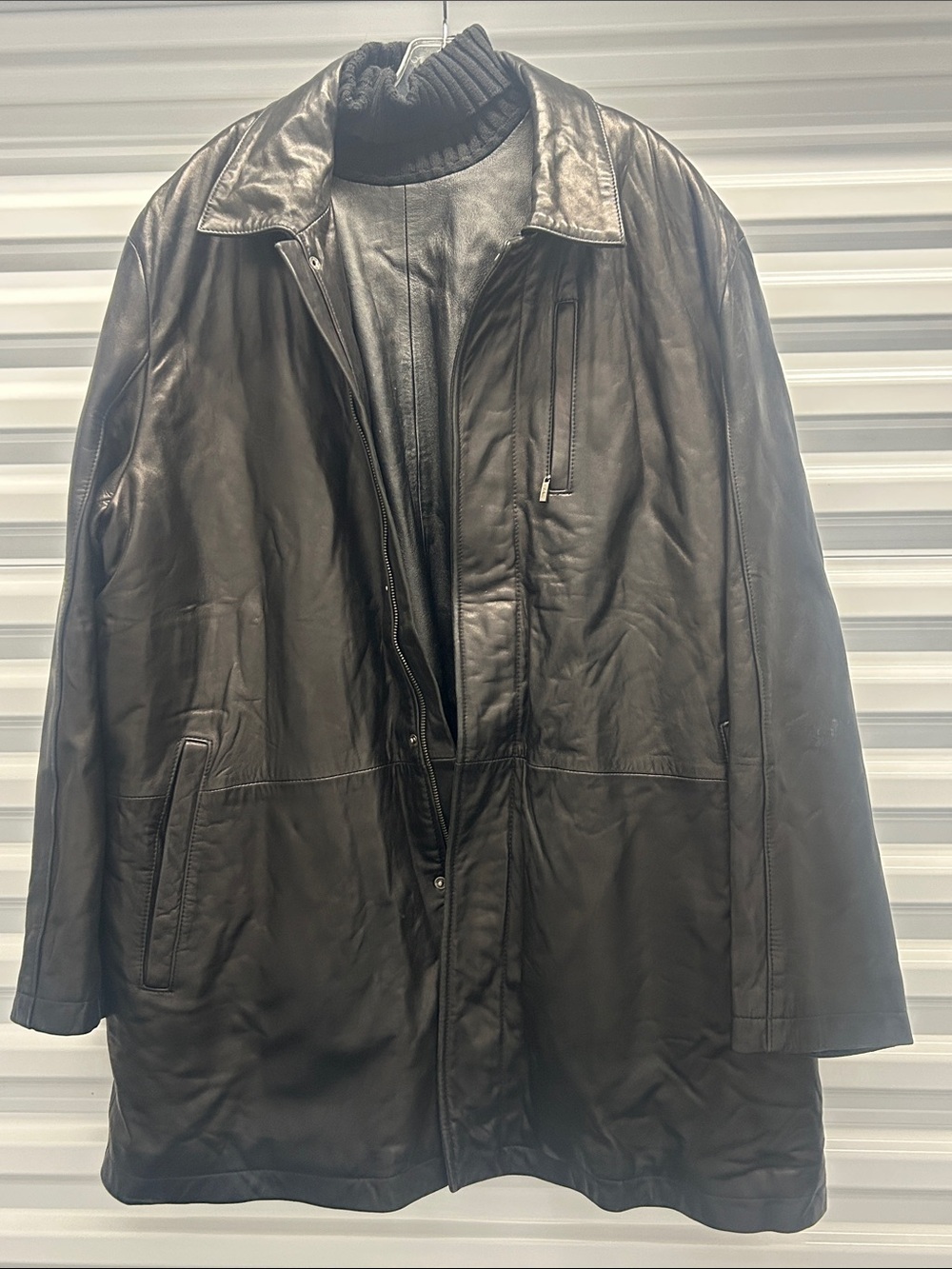 COLE HAAN-MEN'S EXQUISITE BLACK LEATHER QUILTED LINED JKT